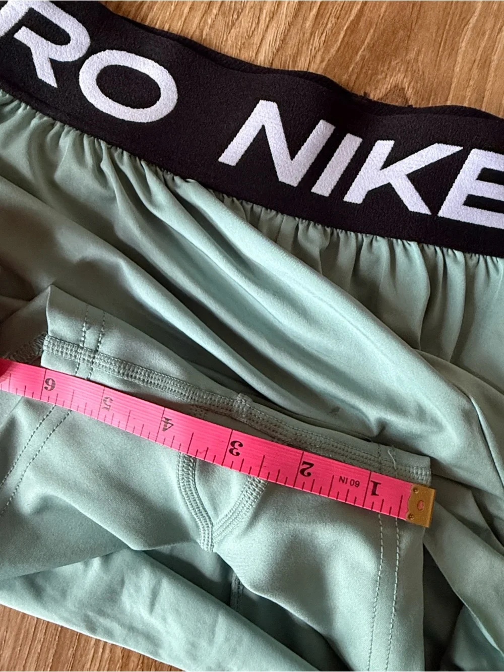 Nike Mint Green Girls' Athletic Shorts with Black Logo Waistband